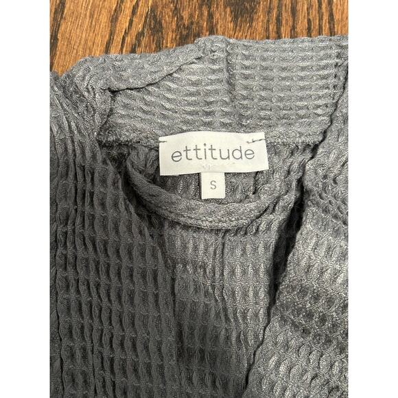 Ettitude Waffle Bathrobe Women S Gray Weave Bamboo Lyocell Long Sleeve Tie Front - Picture 6 of 9